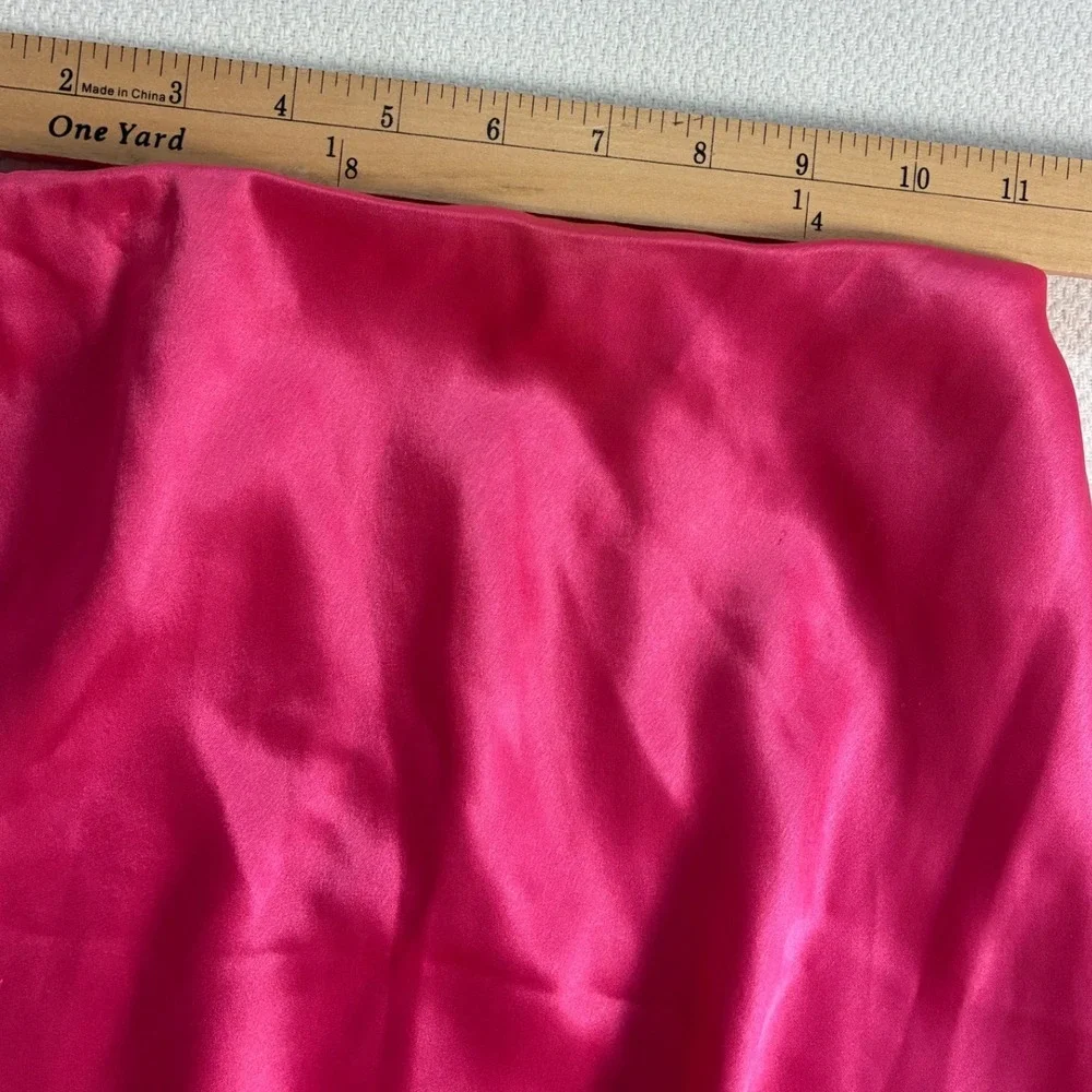 Alice + Olivia Midi Satin Skirt Fuchsia Pink Designer Luxury  Barbiecore Chic 0